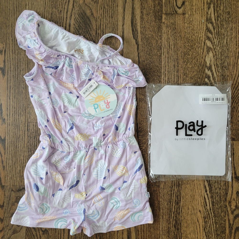 NWT Little Sleepies Size 5 Sandy Treasures Sea Shells Asymmetrical Romper